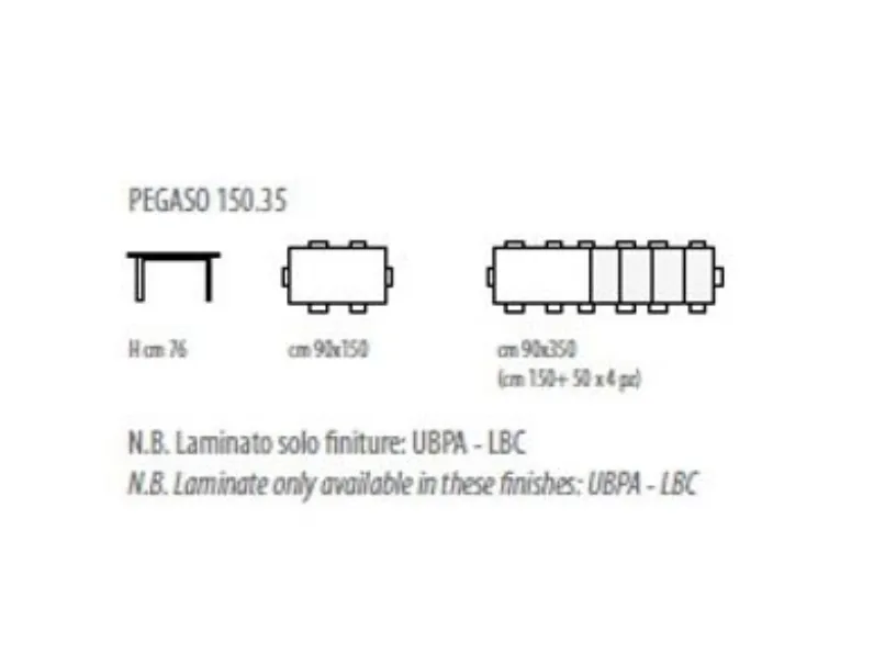 Tavolo rettangolare a quattro gambe Pegaso Gipi scontato