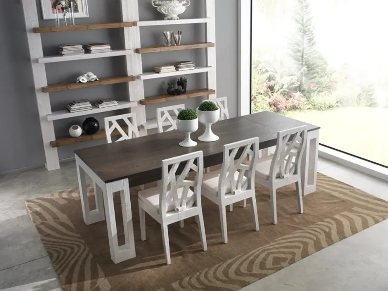 Tavolo rettangolare allungabile Light black&white Artigianale a prezzo scontato