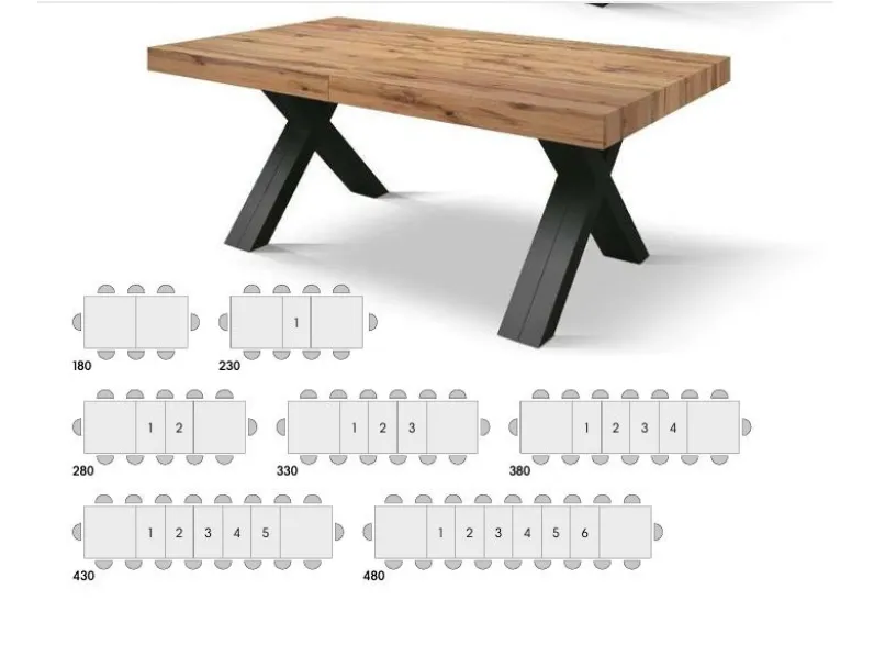 Tavolo super maxi 6 allunghe Md work in laminato Rettangolare allungabile scontato 45%