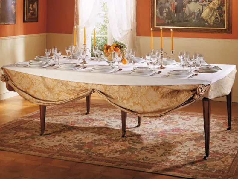 Tavolo in legno rettangolare Tavolo consolle classico crestan in noce intarsiato Artigianale in offerta outlet