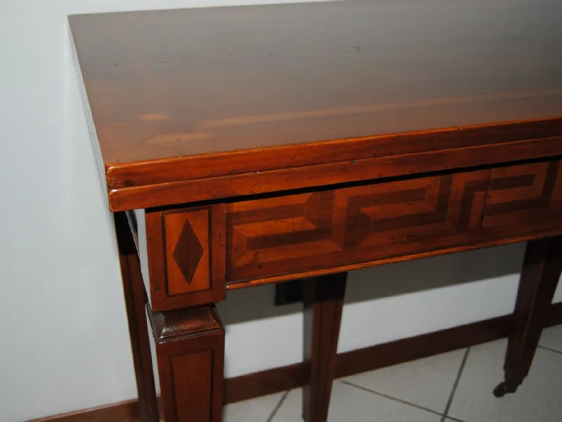 Tavolo in legno rettangolare Tavolo consolle classico crestan in noce intarsiato Artigianale in offerta outlet