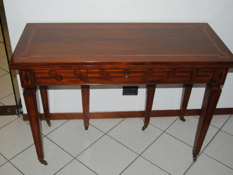 Tavolo in legno rettangolare Tavolo consolle classico crestan in noce intarsiato Artigianale in offerta outlet