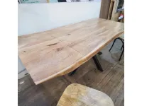 Tavolo rettangolare con basamento centrale Tavolo design indsutrial live edge in legno e matallo   Outlet etnico scontato