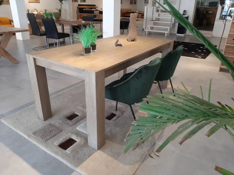 Tavolo rettangolare in legno Ackeo Artigianale in Offerta Outlet