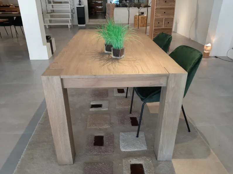Tavolo rettangolare in legno Ackeo Artigianale in Offerta Outlet