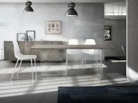 Tavolo rettangolare in legno Favolo in legno finitura beton gambe in vetro  Mottes selection in Offerta Outlet