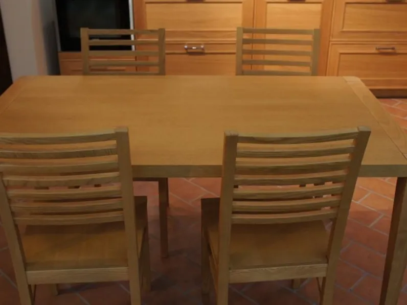 Tavolo rettangolare in legno Karim con 4 sedie Artigianale in Offerta Outlet