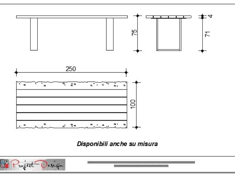 Tavolo rettangolare in legno Project briccola/ulivo  Artigianale in Offerta Outlet