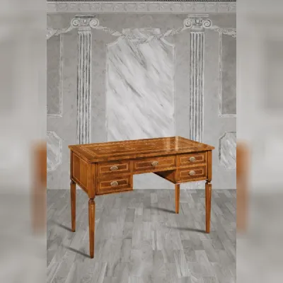 Tavolo rettangolare in legno Srittoio intarsiato con 5 cassetti in promo-sconto del 40% Artigiani veneti in Offerta Outlet