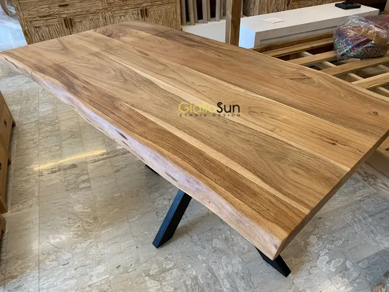Tavolo in legno rettangolare Tavolo allungabile natural line Outlet etnico in offerta outlet