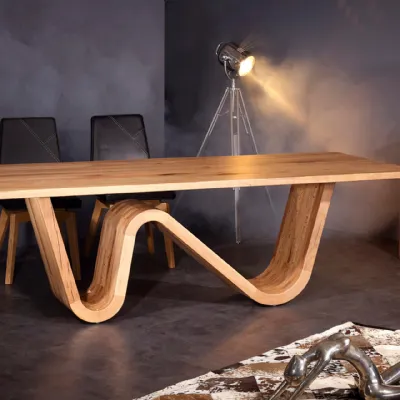 Tavolo in legno rettangolare Wave Artigianale a prezzo ribassato