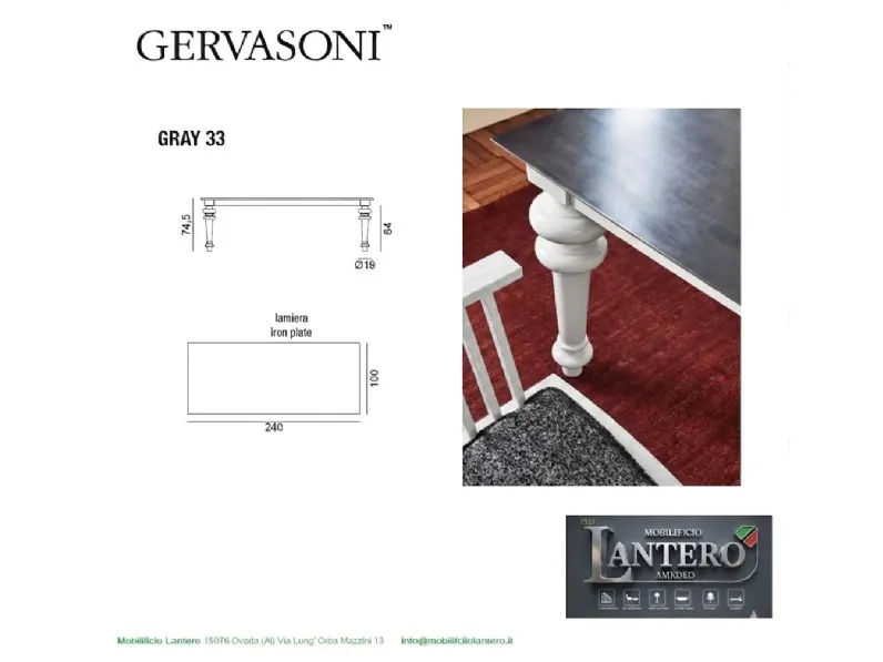Tavolo in metallo rettangolare Tavolo gray Gervasoni in offerta outlet