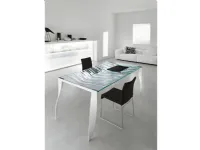 Tavolo rettangolare in vetro Luz de luna gambe bianche Tonelli design in Offerta Outlet