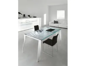 Tavolo rettangolare in vetro Luz de luna gambe bianche Tonelli design in Offerta Outlet