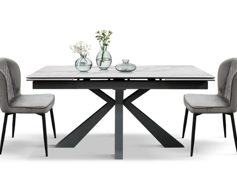 Tavolo rettangolare in ceramica Tavolo allungabile ceramica bianco statuario  di Md work in Offerta Outlet