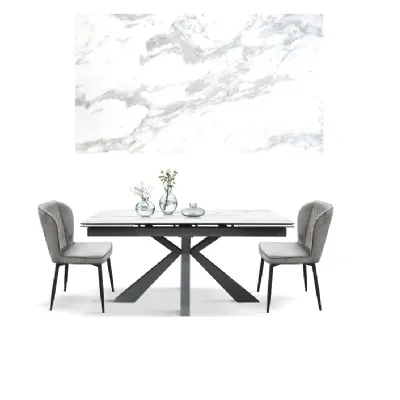 Tavolo rettangolare in ceramica Tavolo allungabile ceramica bianco statuario  di Md work in Offerta Outlet