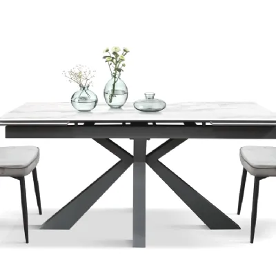 Tavolo rettangolare in ceramica Tavolo allungabile ceramica bianco statuario  di Md work in Offerta Outlet
