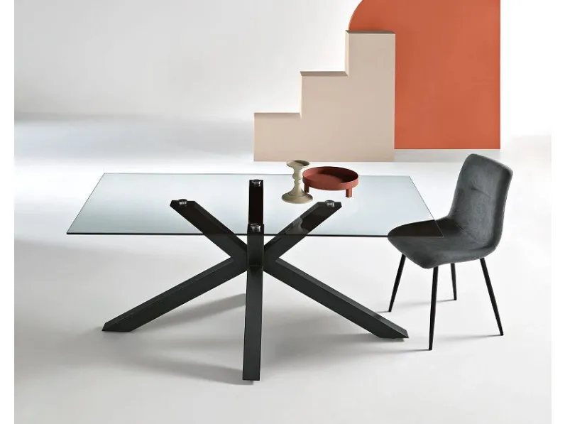 Tavolo rettangolare in vetro Tavolo due misure piano vetro di Md work in Offerta Outlet