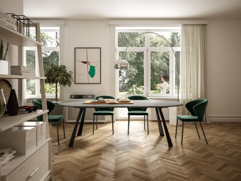 Tavolo in legno rotondo Convivio Ozzio in offerta outlet