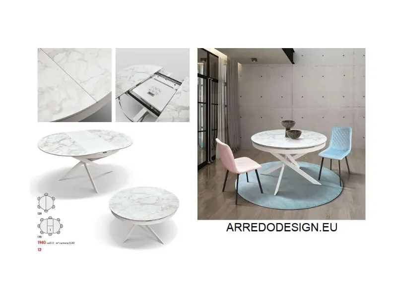 Tavolo in ceramica rotondo Tempor 1940 Collezione esclusiva a prezzo scontato