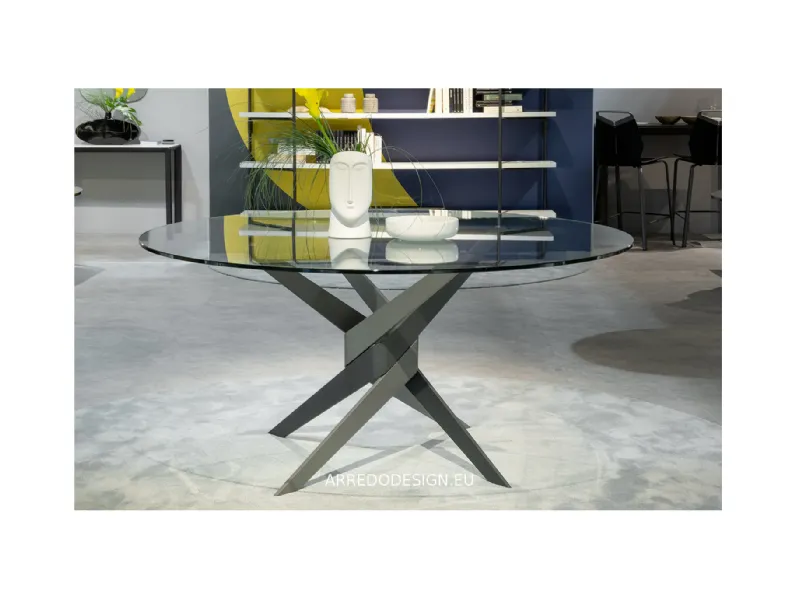 Tavolo rotondo in vetro Vertigo * di Dexo in Offerta Outlet