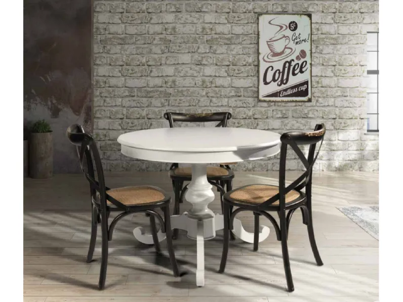 Tavolo rotondo in legno Art. occ025 Artigianale in Offerta Outlet