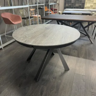 Tavolo in legno rotondo Emisfero Ozzio in offerta outlet