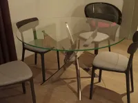 Tavolo rotondo in vetro Barone di Bontempi in Offerta Outlet