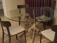 Tavolo rotondo in vetro Barone di Bontempi in Offerta Outlet