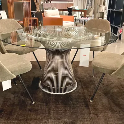 Tavolo rotondo in vetro Platner  di Knoll in Offerta Outlet