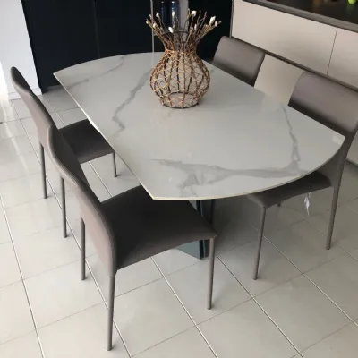 Tavolo con piano in ceramica rotondo di Target point a PREZZO OUTLET 