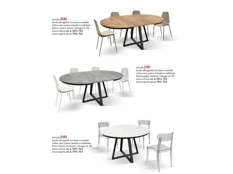 Tavolo in laminato rotondo Tempor 2180 Collezione esclusiva a prezzo ribassato