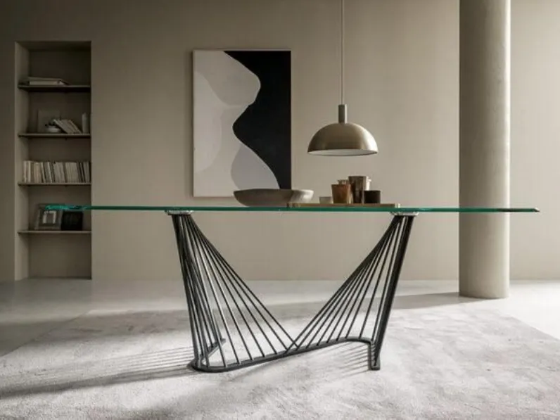 Tavolo sagomato in ceramica Arpa di Compar in Offerta Outlet