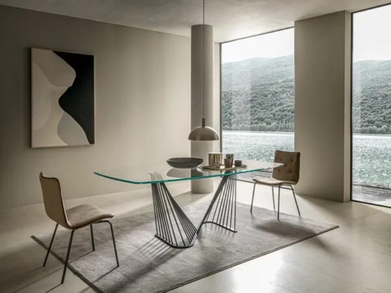 Tavolo sagomato in ceramica Arpa di Compar in Offerta Outlet