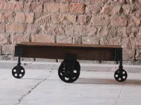 Tavolo rettangolare con basamento centrale Tavolino da salotto industrial con ruote ferro  Outlet etnico scontato
