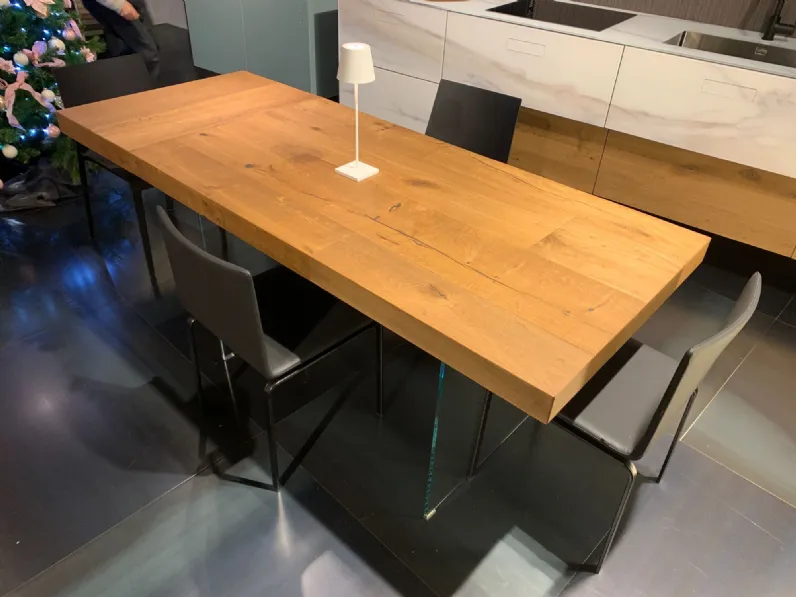 Tavolo Allungabile In Legno Massello Finitura Bassano, Da 160x85 A 240x85 Cm Con Due Allunghe Da 40 Cm