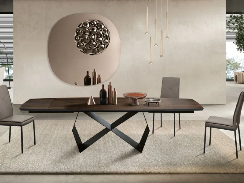 Tavolo in legno rettangolare Tavolo allungabile impiallacciato luxury  Md work in offerta outlet