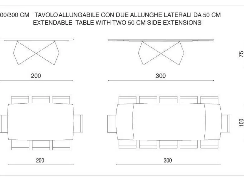Tavolo in legno rettangolare Tavolo allungabile impiallacciato luxury  Md work in offerta outlet