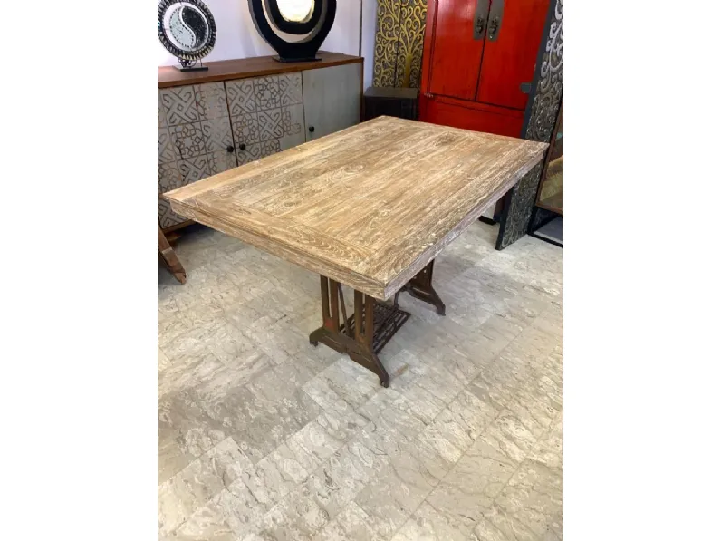 Tavolo fisso teak kecil 120 cm  Outlet etnico in legno Fisso scontato 33%