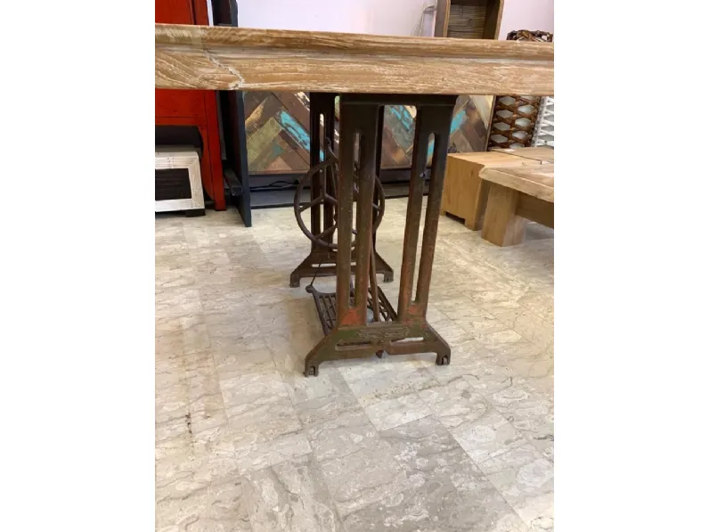 Tavolo fisso teak kecil 120 cm  Outlet etnico in legno Fisso scontato 33%