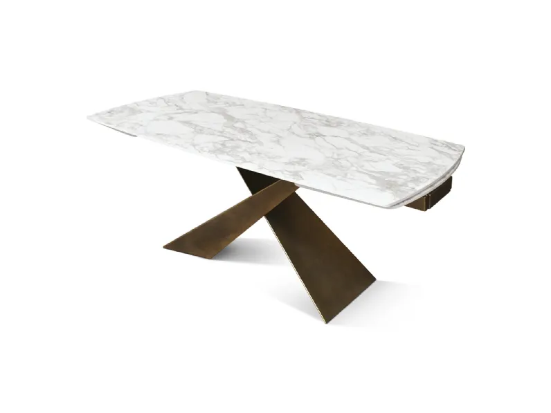 Tavolo ellittico in ceramica Tavolo in ceramica bianco arabesco  di Mobilificio bellutti in Offerta Outlet