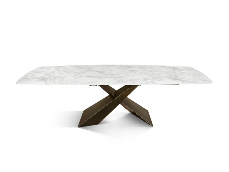 Tavolo ellittico in ceramica Tavolo in ceramica bianco arabesco  di Mobilificio bellutti in Offerta Outlet