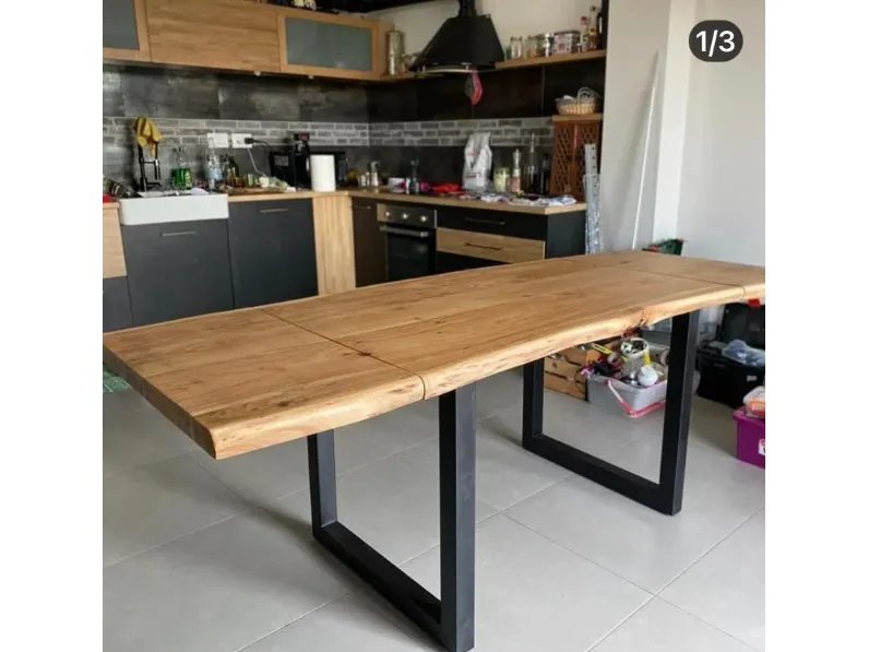 Tavolo Tavolo industrial allungabile nature Outlet etnico in legno Allungabile scontato 33%