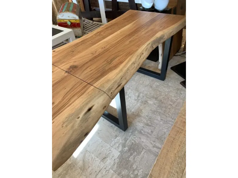 Tavolo in legno rettangolare Tavolo industrial allungabile nature Outlet etnico in offerta outlet