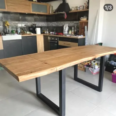 Tavolo Tavolo industrial allungabile nature Outlet etnico in legno Allungabile scontato 33%