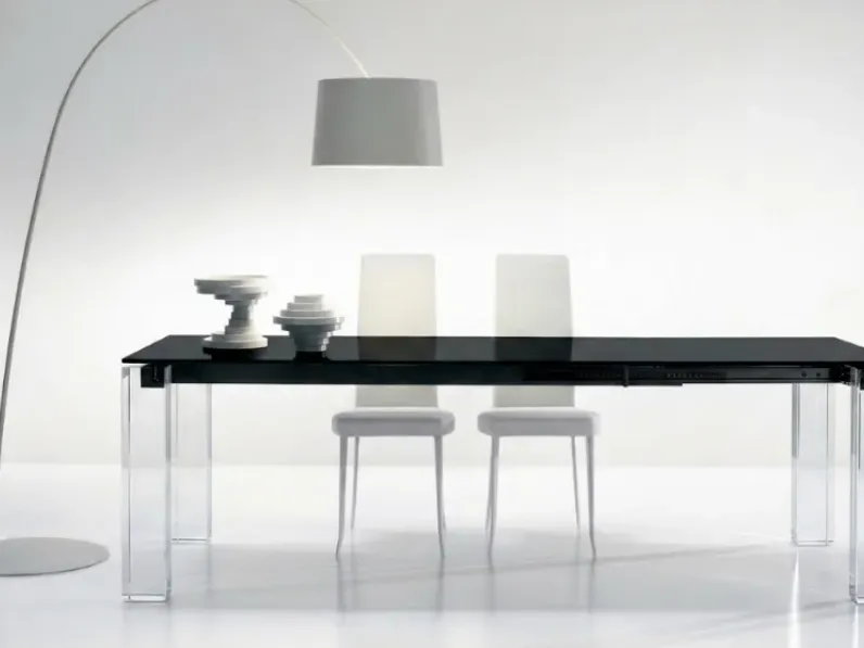 Tavolo in vetro rettangolare Tavolo layer allungabile nero piano in cristallo nero bonaldo Bonaldo in offerta outlet