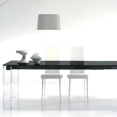 Tavolo in vetro rettangolare Tavolo layer allungabile nero piano in cristallo nero bonaldo Bonaldo in offerta outlet