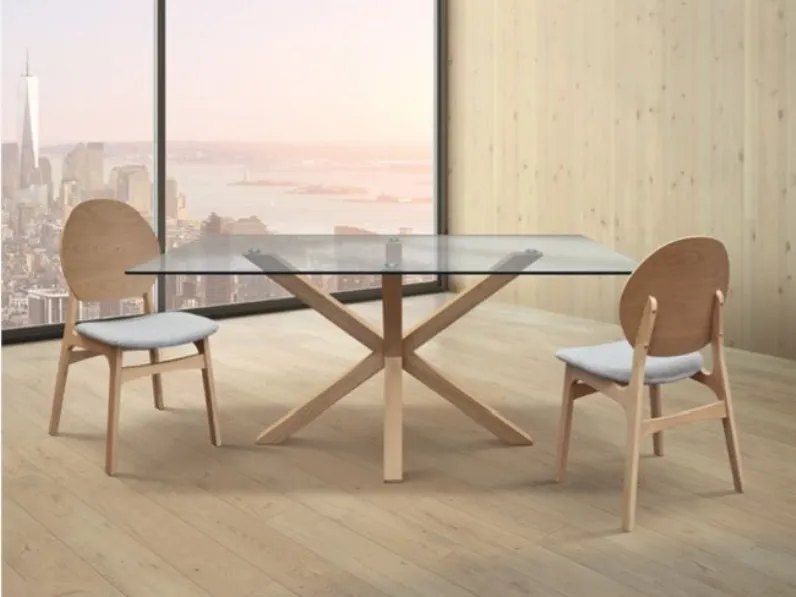 Tavolo rettangolare Tavolo legno massello piano vetro  Md work scontato del 45%
