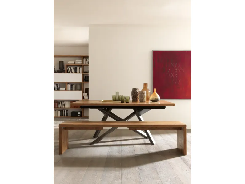 Tavolo in legno rettangolare Tavolo massiccio allungabile estensibile Mobilia web a prezzo scontato