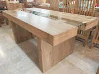 Tavolo rettangolare in legno Teak massello con vetro Artigianale in Offerta Outlet